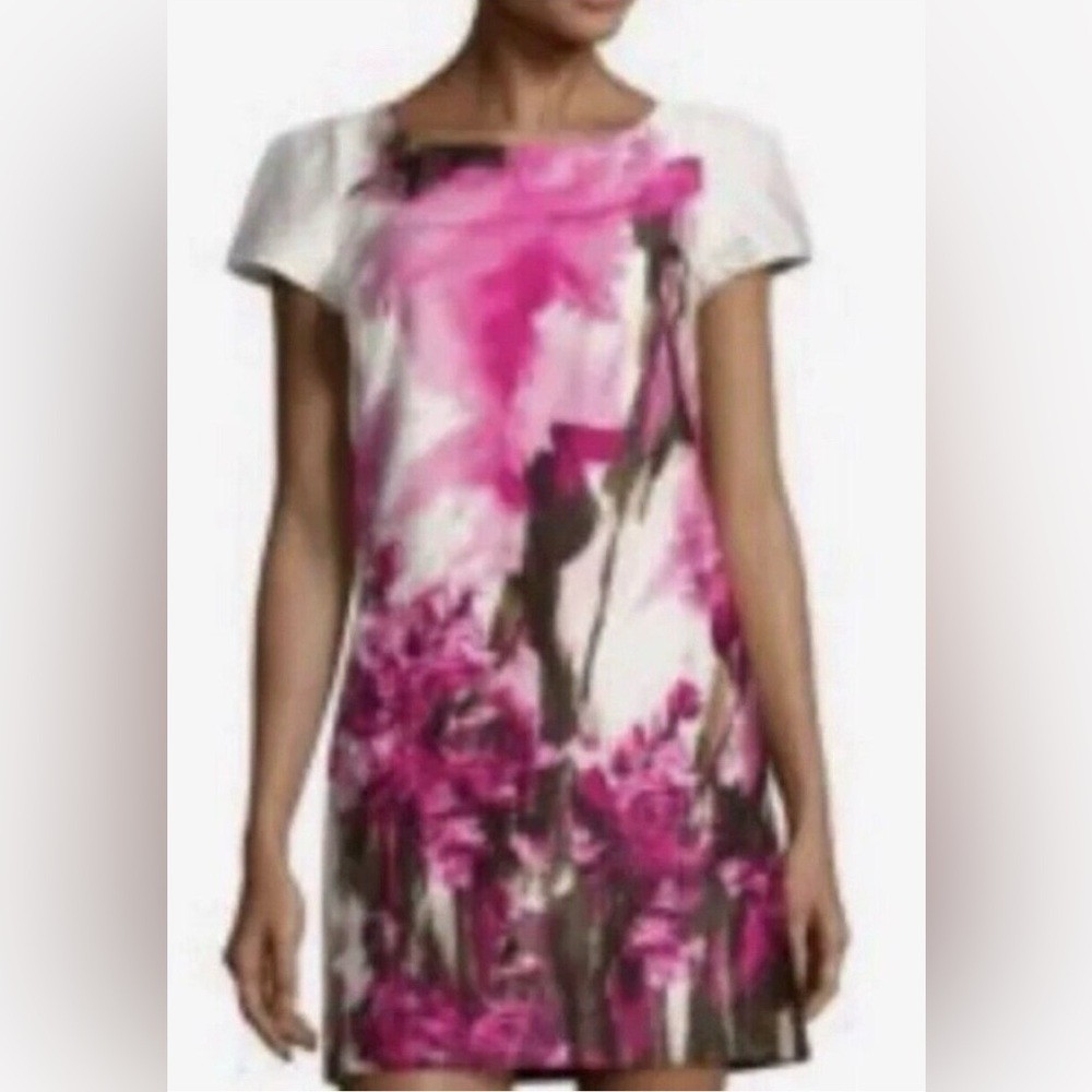 Milly made USA Gathered Cap Sleeve Sateen Painterly Mod Mini Shift sz6